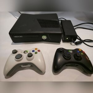 XBOX 360 Console with Black and White Controllers